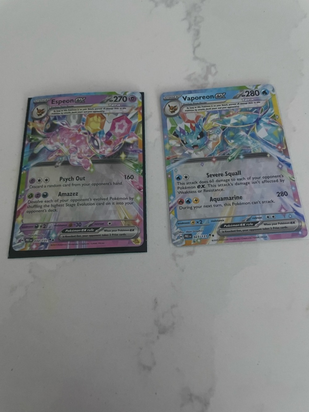 Espeon EX & Vaporeon EX Pokémon Cards - Eeveelution Bundle- Ultra Rare Holo